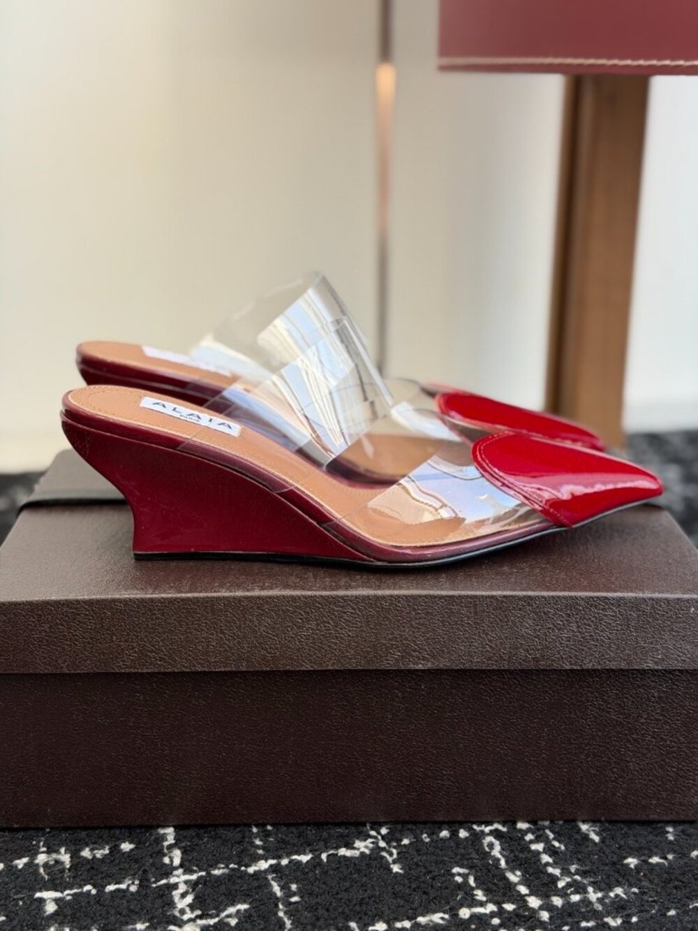 Alaïa Women's Transparent Strap High-Heel Mules with Heart Detail - Picture 5 of 7